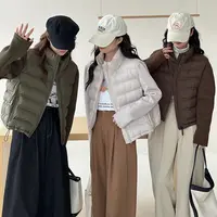 早秋轻薄修身运动棉服女新款拼接袖立领棉衣休闲百搭小个子外套潮