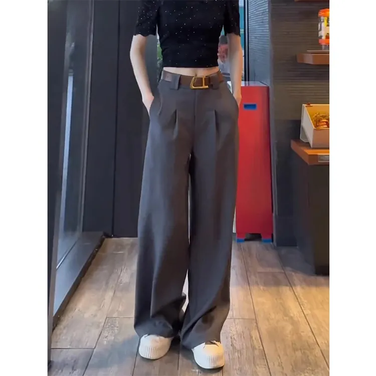 高级感西装阔腿裤女2025秋季新款胖mm大码高腰显瘦垂感休闲直筒裤