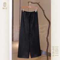 【锦系】羊毛新中式国风松紧腰阔腿裤K-383355