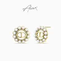 AIAX 镀K金 法国小众设计复古经典优雅个性字母耳环TSL1276