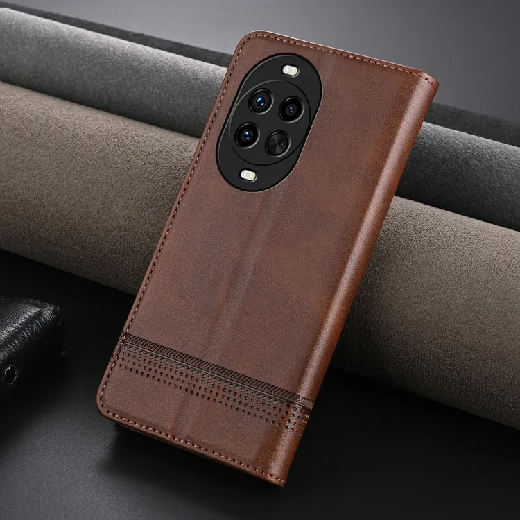 高档牛纹+磁吸翻盖皮套适用华为Nova13/14Pro手机壳商务全包防摔