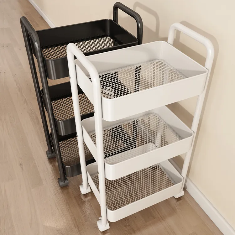 优勤厨房置物架多功能厨房收纳落地放菜小推车家用果蔬菜篮子架子
