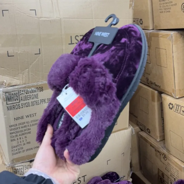 女士紫色金丝绒加厚棉拖（按主播推荐的鞋码去拍）