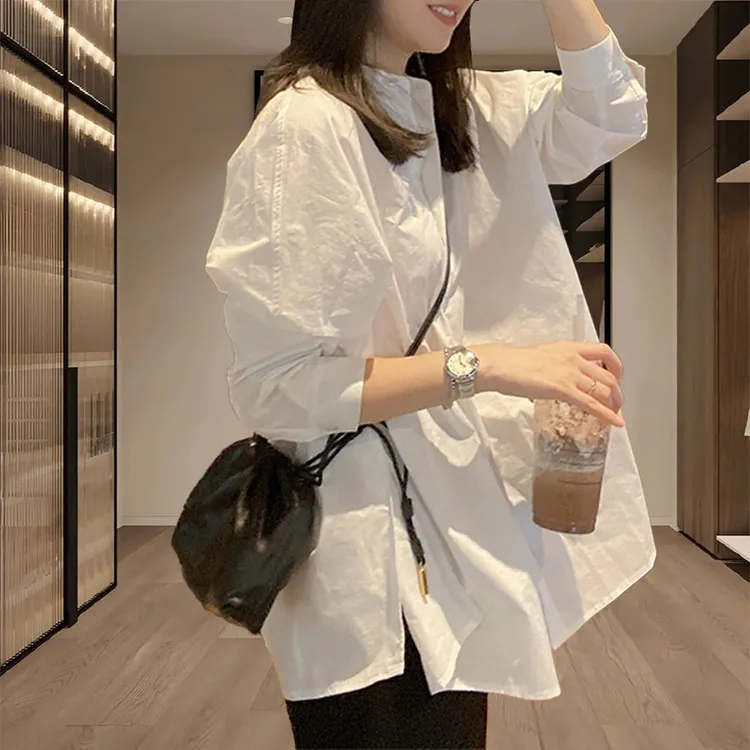 气质时尚长袖衬衫女士2025春秋新款显瘦宽松大码衬衣洋气爆款女装
