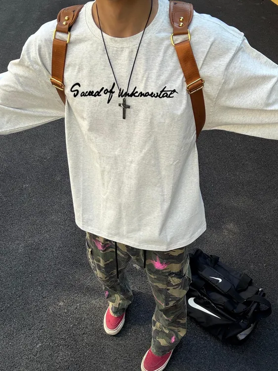ANTI美式重磅纯棉字母印花潮流宽松ootd休闲百搭长袖T恤男女同款