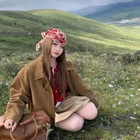 微胖mm暖调松弛力 显瘦复古麂皮日常通勤气质短外套女大码
