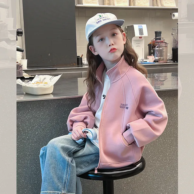 女童洋气立领外套儿童长袖开衫中大童装上衣小女孩2025春秋新款