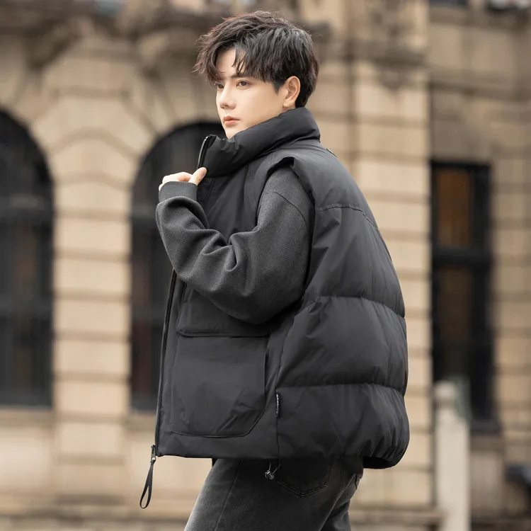 新国标羽绒马甲男士秋冬款时尚百搭加厚工装马夹叠穿无袖坎肩外套