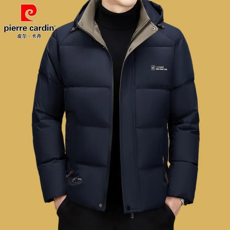 皮尔卡丹2025冬季男士连帽加厚保暖中年爸爸装加厚棉衣外套秋冬