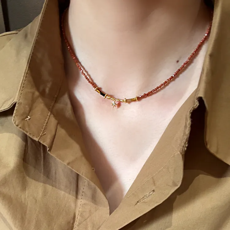 G XIAOXIAO 镀K金 法式气质复古高级百搭八芒星锁骨项链 DX335