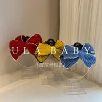 【喜儿ula】9-21-5「波尔卡假日」复古针织时尚蝴蝶结轻奢纯色抓夹