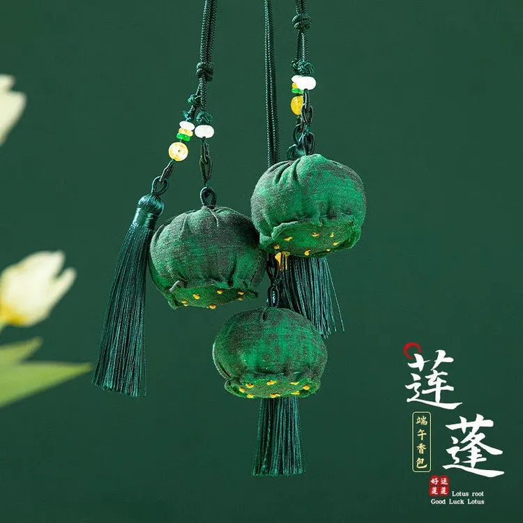 端午节古风香囊diy刺绣材料包成品好运莲莲艾草驱蚊礼品装饰礼物