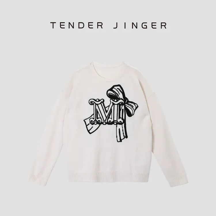 Tender Jinger｜线下专供 羊绒羊毛字母蝴蝶结针织上衣T54BBS50173