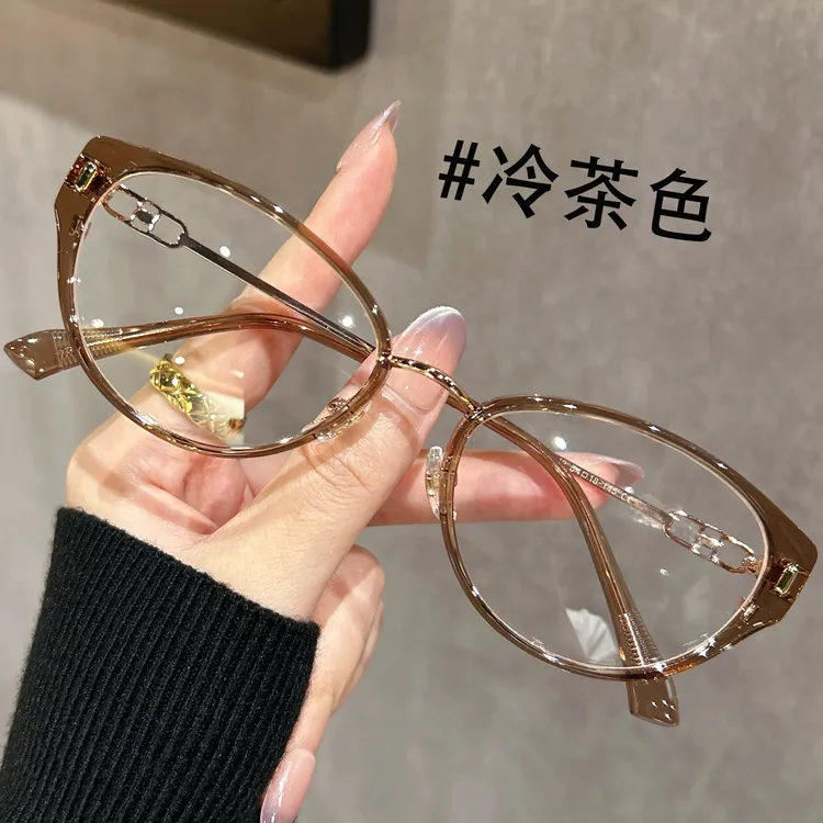 26款时尚豆花猫眼眼镜女近视可配度数老钱风防蓝光眼镜镜框高级感商品图