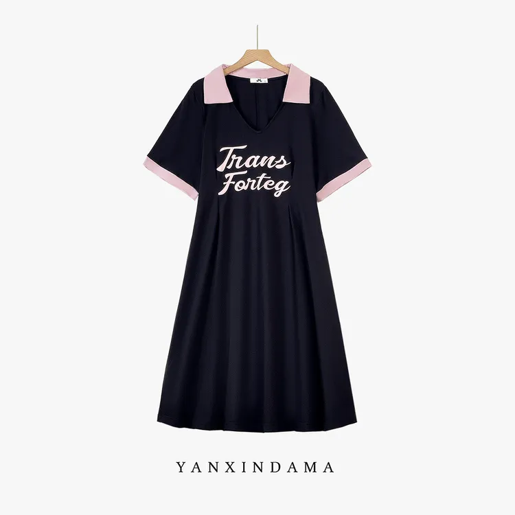 【岩心】大码女装300斤胖MM法式气质显瘦时尚百搭印花连衣裙134