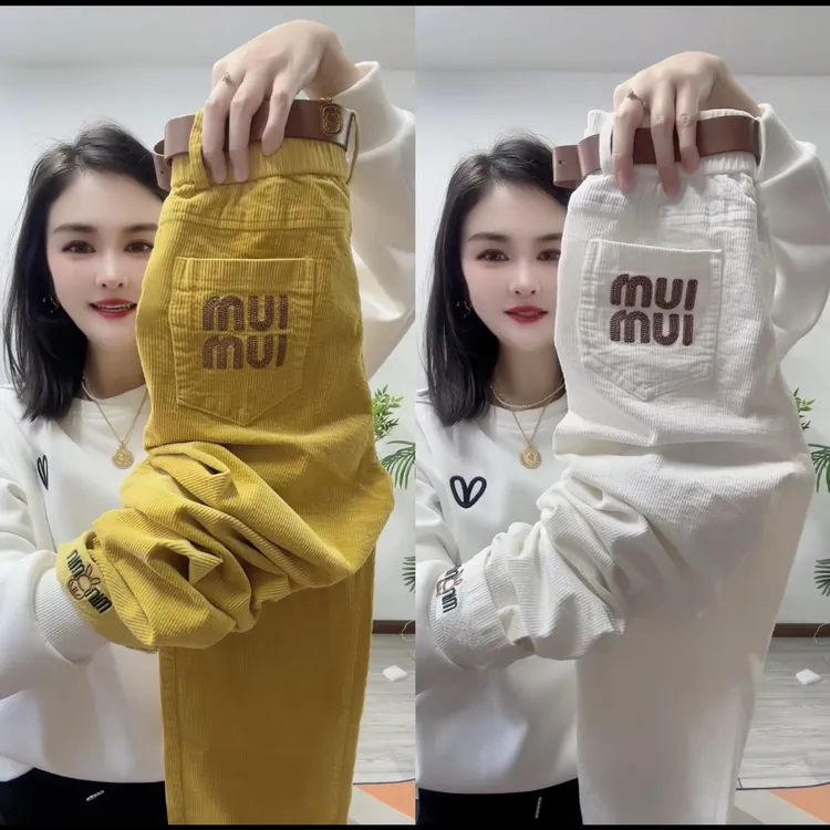 春秋字母条绒新款哈伦裤休闲裤女