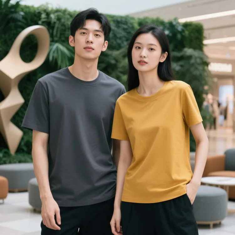 [2件装]JINGLAN京岚男女同款纯棉短袖半袖T恤宽松时尚情侣T恤