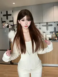 小洋家【北国雪芙】秋冬新款千金风毛领连帽修身显身材纯色厚套装L