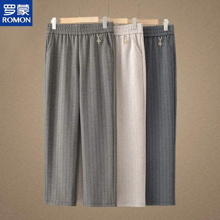 罗蒙妈妈秋季新款气质休闲裤2025新款时尚显瘦长裤外穿阔腿裤