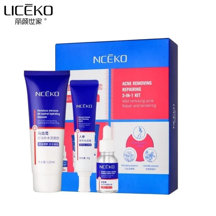 祛痘修护三件套清爽控油温和修护补水洗面奶祛痘膏精华细致毛孔