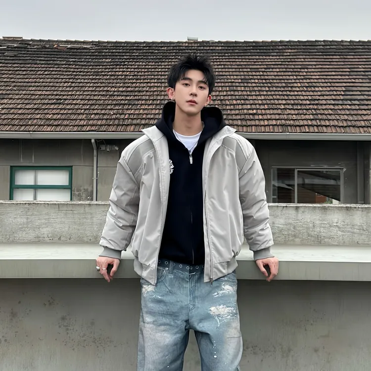 美式复古立领棒球服棉服多色拼接设计夹克 情侣款潮酷秋冬上衣男