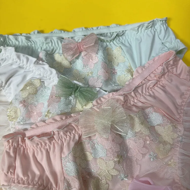 男士新款花边刺绣低腰时尚三角家居裤透气舒适