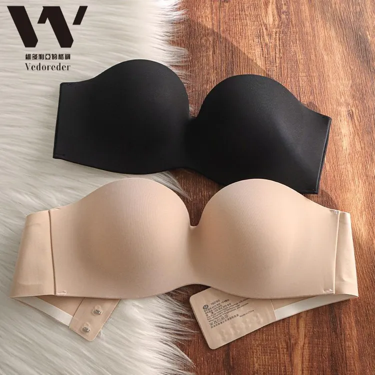 维多利亚无肩带内衣女小胸聚拢防滑上托抹胸裹胸无痕隐形无钢圈文