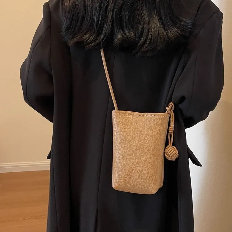 便捷单肩斜挎手机包简约女士零钱包时尚复古真软皮质感可爱迷你