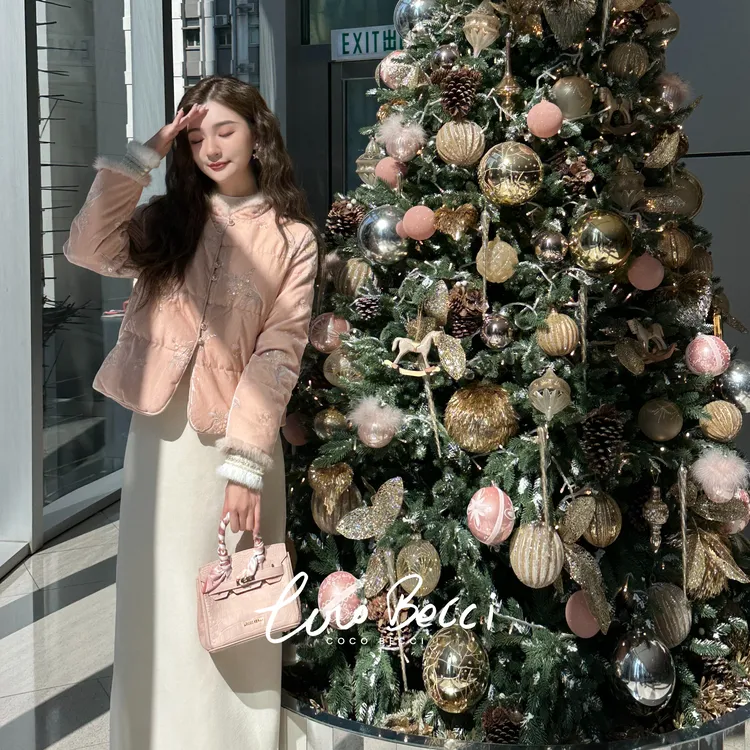 COCO BECCI【落落芳华】90鸭水貂毛新中式国风刺绣外套CFLJD300370