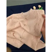 夏季薄款女粉色针织开衫外套女新款防晒衫上衣-2697