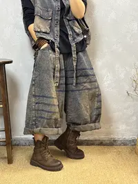 秋季新款炒色做旧立体口袋个性牛仔裤