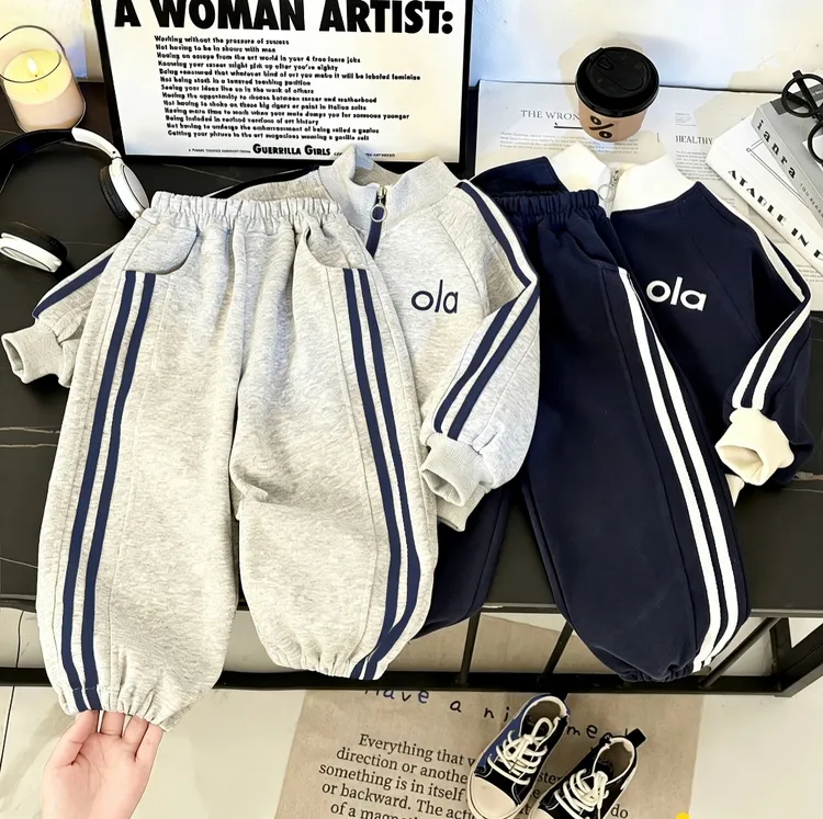 男女童同款儿童运动卫衣套装加绒/不加绒韩系洋气两件套