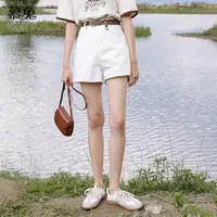 慕兔简约休闲高腰短裤女2025夏季新款宽松显瘦阔腿外穿薄款五分裤