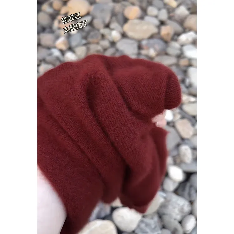 欧货2025时尚洋气圆领拉菲红针织长袖毛衣保暖外穿