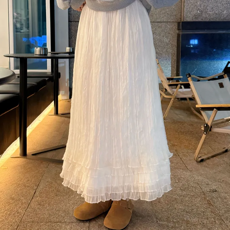 SUNCC自制 千层酥 不透气质温柔氛围感百搭显瘦INS风高腰半身裙