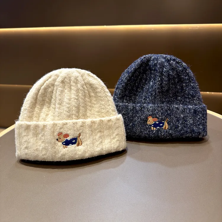 儿童帽子韩版洋气百搭小狗护耳冷帽宝宝针织帽男女童保暖毛线帽潮