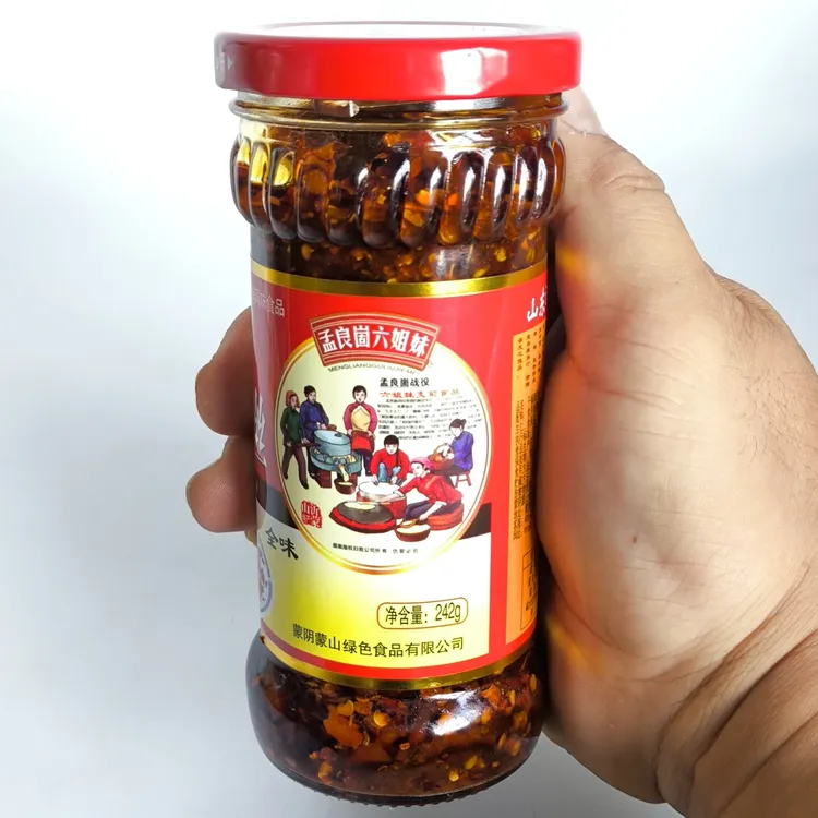 山东临沂蒙山孟良崮六姐妹干煸辣肉丝242克瓶装辣椒酱肉丝辣椒油