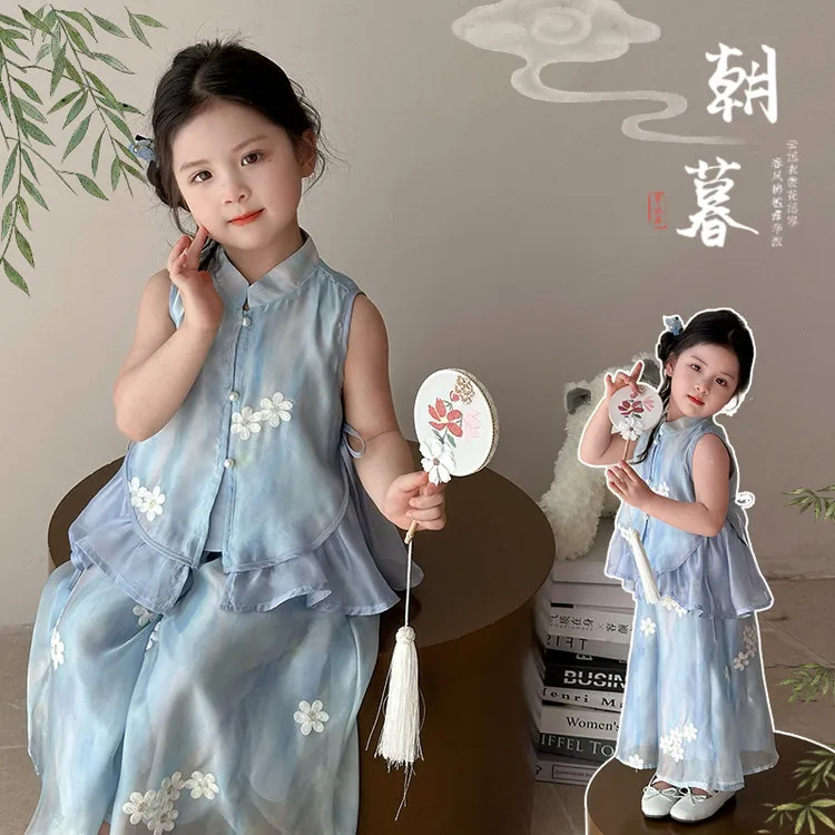 汉服女童夏装套装2025国风宝宝新中式夏季两件套儿童女孩洋气汉服