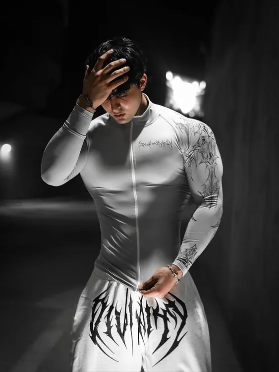 Breathedivinity2026麒麟臂运动跑步紧身衣男速干弹力运动T恤长袖