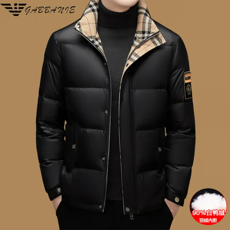 意大利奢侈90羽绒男款冬季立领外套中青年白鸭绒加厚保暖时尚休闲