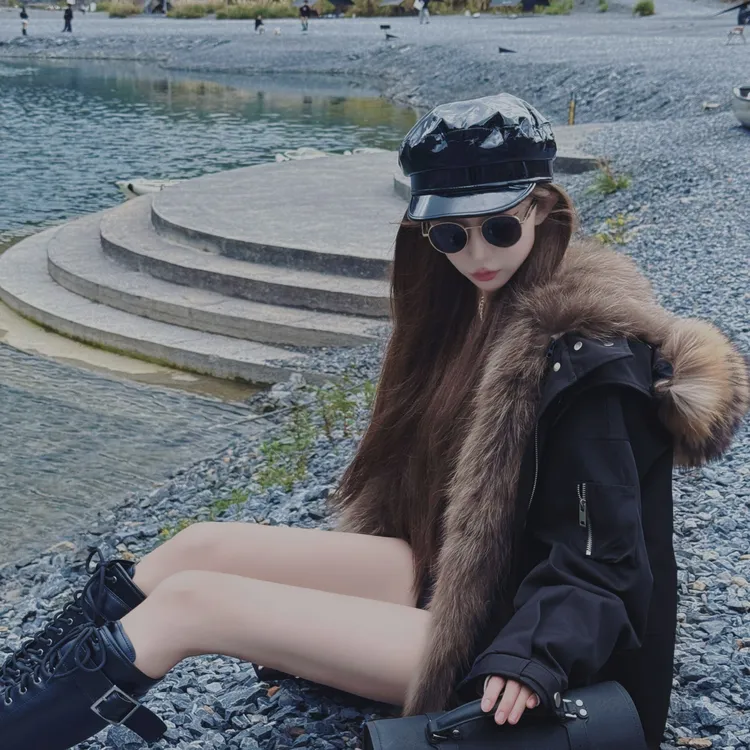 【冰川派克】设计师中长款百搭连帽保暖冬季厚外套精致F00008