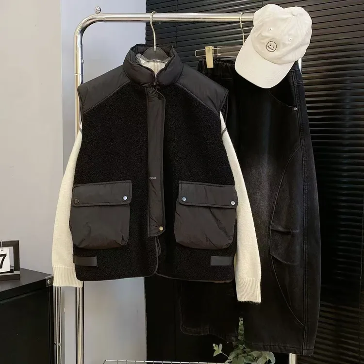 【嘟妈童装】2025冬季儿童拉链毛毛时尚马甲儿童加厚马夹1279