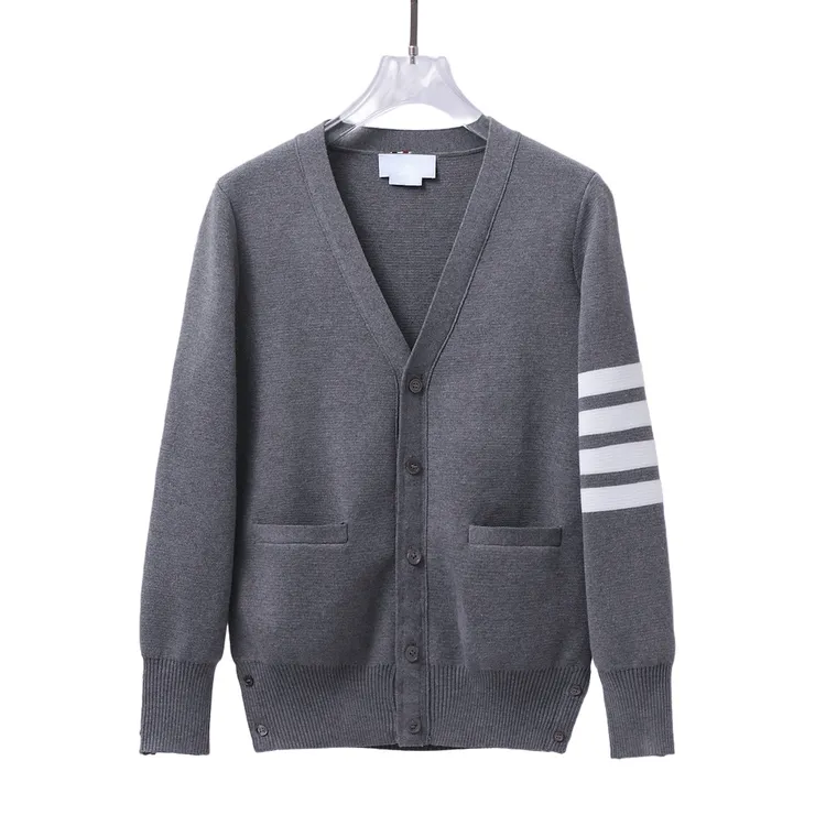 TB经典针织四条杠开衫羊毛混纺休闲长袖毛衣秋冬