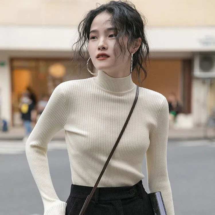 KALUOLAI/卡洛莱半高领打底衫女秋冬洋气内搭T恤修身显瘦针织上衣