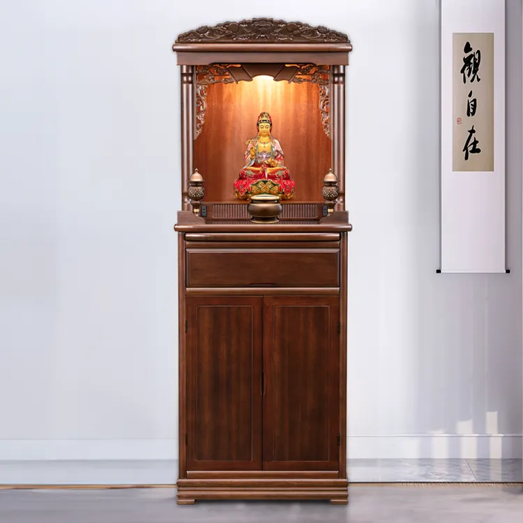 新中式实木立柜神龛供桌家用佛台财神供台一体柜榫卯观音柜财神柜