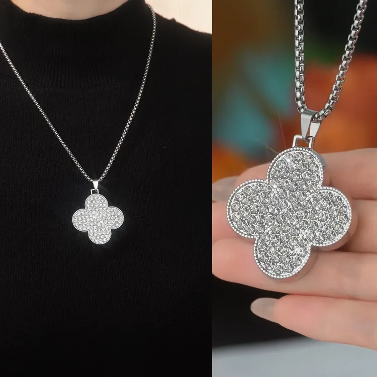 【四叶草毛衣链】钛钢项链女韩版简约设计感长款四叶草毛衣链吊坠