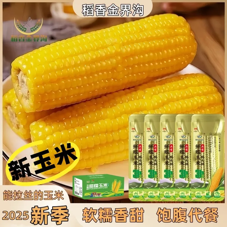 【试吃3根】东北黄糯玉米【铝箔包装】整箱6斤10根软糯香甜饱腹
