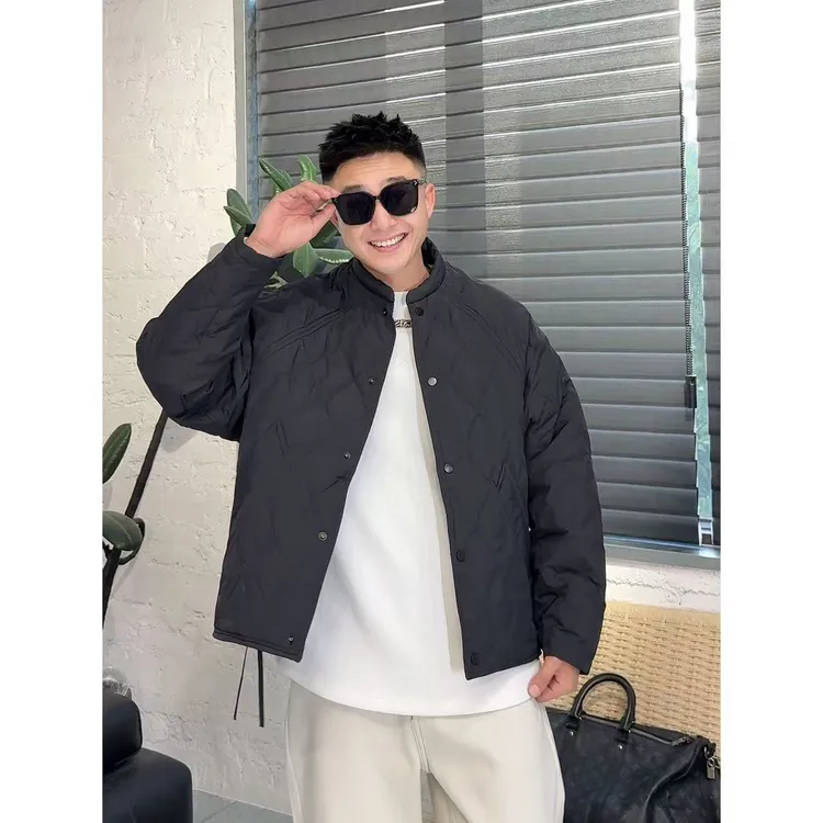 YULE语乐 9509菱形格轻薄羽绒服90白鸭绒冬季加厚立领羽绒外套