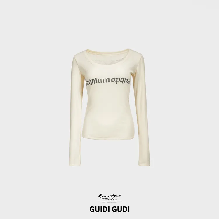 GUIDI GUDI【街头字母】休闲人绵英文字母长袖/黄加蓝 