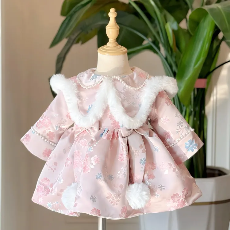 周岁礼服女宝宝春秋四季婴儿生日抓周洋气公主裙中式唐装抓周冠衣